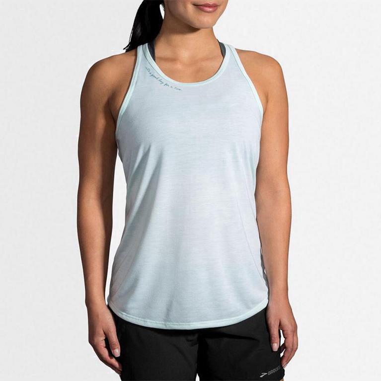 Brooks Distance Graphic Mujer Camiseta Sin Mangas - Blancos (1724HKYCO)